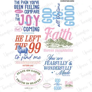 Christian Mini DTF Transfer Gang Sheet 24.5" Wide x 36" Long Direct To Film Trendy Vibrant Designs for Stylish Wardrobe