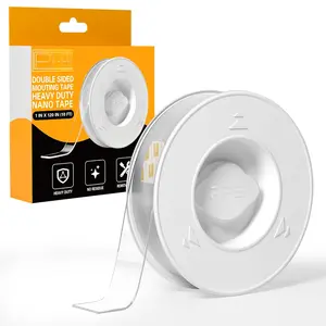 Double Sided Tape for Heavy Duty Applications, Removable Mounting Tape, Nano Tape,  Clear Transparent Adhesive Strips for Poster Carpet Picture Hanging Strip Rug Wall Outdoor, 1-Pack