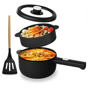 Pro Electric Cooker, 2L Non-Stick Sauté Pan Hot Pot With Lid & Steamer try it, All in 1, Rapid Noodles Cooker, Mini Portable Pot for Steak, Egg,Fried Rice,Ramen,Oatmeal, Soup with Power Adjustment & Spatula, College Dorm Room Essential, Cookware, New 2026