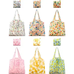 6 count  Grocery Bags, Foldable Shopping Bags Heavy Duty, Large Nanobag Cute Tote Bag for Daily Shopping,  and Machine Washable