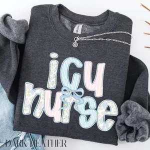 ICU Nurse Sweatshirt, Icu Nursing Gifts, Coquette ICU Nurse Sweater, Icu Nurse Gift, ICU Nurse Shirt