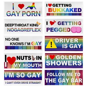 10 PCS Car Funny LGBT Stickers, Rainbow Bumper Prank Decoration Gay Pride Stickers, Waterproof Humor Text LGBT Vinyl Decals for Vehicle Luggage Window, Car Accessories (Style 2)