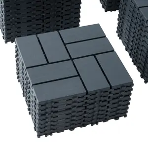 Plastic Interlocking Floor Tiles - 44-Pack 12"x12" Square All-Weather Waterproof Flooring for Poolside, Backyard Installation, Grey
