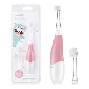 Papablic Baby Electric Toothbrush 0-3 Years, 2-in-1 Auto Brush with FDA Silicone , Dentist Approved for Toddler Teeth Care, Stop Bedtime Fights