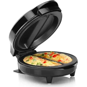 Housewares Non-Stick Omelet and Frittata Maker, Black/Stainless Steel - Makes 2 individual servings quickly and easily