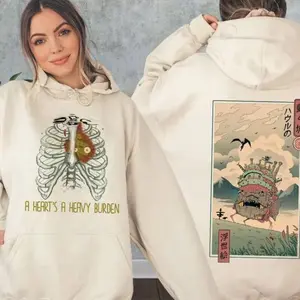 A Heart's A Heavy Burden 2 Sided Hoodie, Sweatshirt, T-shirt, Howls Moving Castle Tee, Studio Ghibli, Anime, Hoodie, Sweatshirt