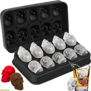 Skull Silicone Ice Cube Tray, Reusable Novelty Ice Maker Mold, Durable Kitchen Accessories for Home Bar, Party Drinks And Daily Household Use,summervibes