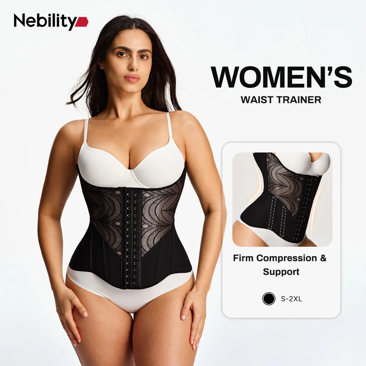 Nebility Women's Armored Corset Waist Shaper - Ab Shapewear Belts, Belly Firming Shapewear Belts, High Waist, Firm Tummy Control, Back Support, Built-in Steel Frame, Sport Girdle, Corset Waist Shaping, Waist Trainer