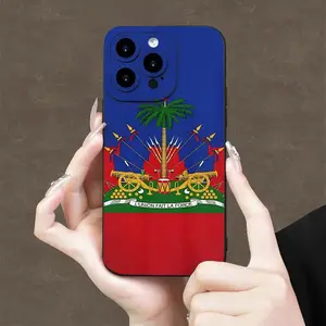 Creative Trendy Smartphone Casing, Haitian Flag Pattern Angel Eye Design Cellphone Cover, Accessories for iPhone 16/15/14/13/12/11 Pro Max & Samsung S25 Handheld Devices