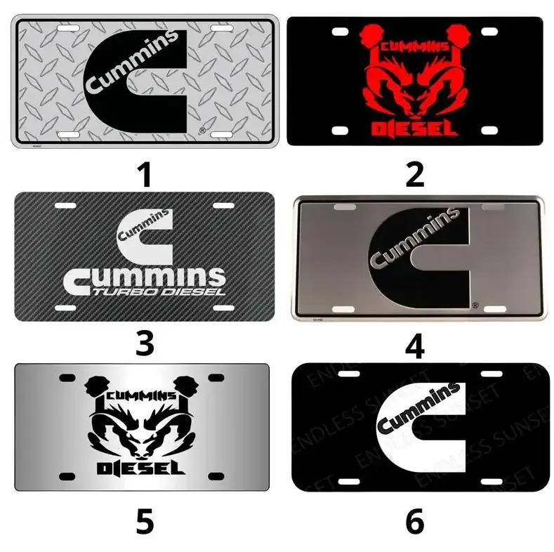 Cummins Diesel Auto Tag Car License Plate Accessory, Engine Sign Decal Emblem Diesel Gear Truck Tag Vehicle Decor