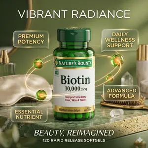 Biotin Hair Skin and Nails Vitamins, Supports Healthy Hair, Skin and Nails, 10,000 mcg, 120 Softgels
