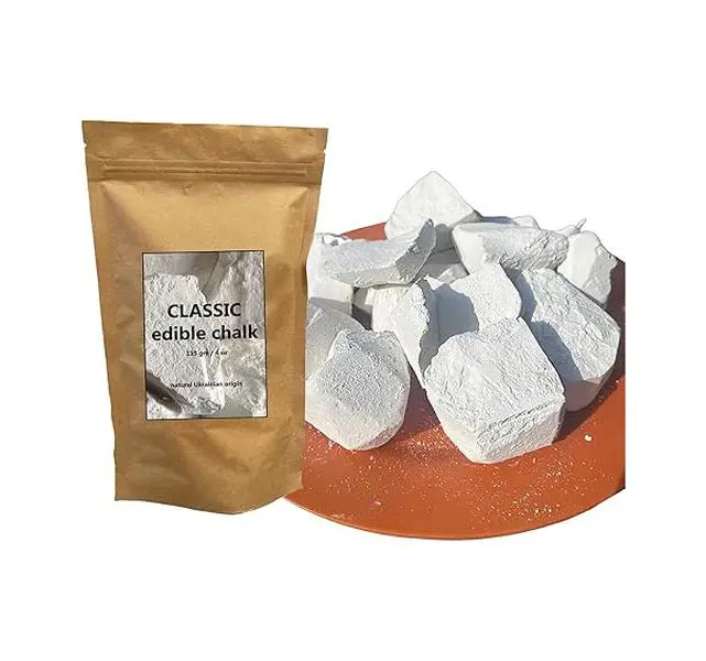 Classic Natural Edible Chalk Organic Crunchy White Chalk Chunks for Eating, Pica Cravings, and ASMR Pure Ukrainian 4oz (115g)