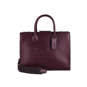 COACH Ace 26 Tote Bag with Carriage Pattern Embossing in Merlot Red, Medium Size for Women, Leather Shoulder and Handbag