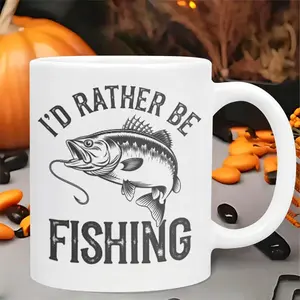Hand-painted Pattern Mug Fishing Coffee Mug for Men - CeramicFunny Fishing Mug for Men 11oz - Fish Mug,Fishing Cup - Gifts for Men Who Love toFish, Gifts for Men