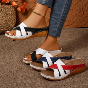 Women's Chunky Slide Sandals | Cork Insole & Arch Support - Breathable, Pain-Free & Versatile for Summer Beach & Daily Walks