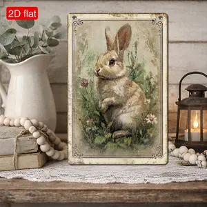 Vintage Rabbit Easter Decoration, Rustic Style Rabbit Sign Wall Art, Country Cottage Decor for Home, Living Room, Kitchen, Office Display, Home Decor Accessory, 7.87x11.8 Inch Wooden Sign Gift