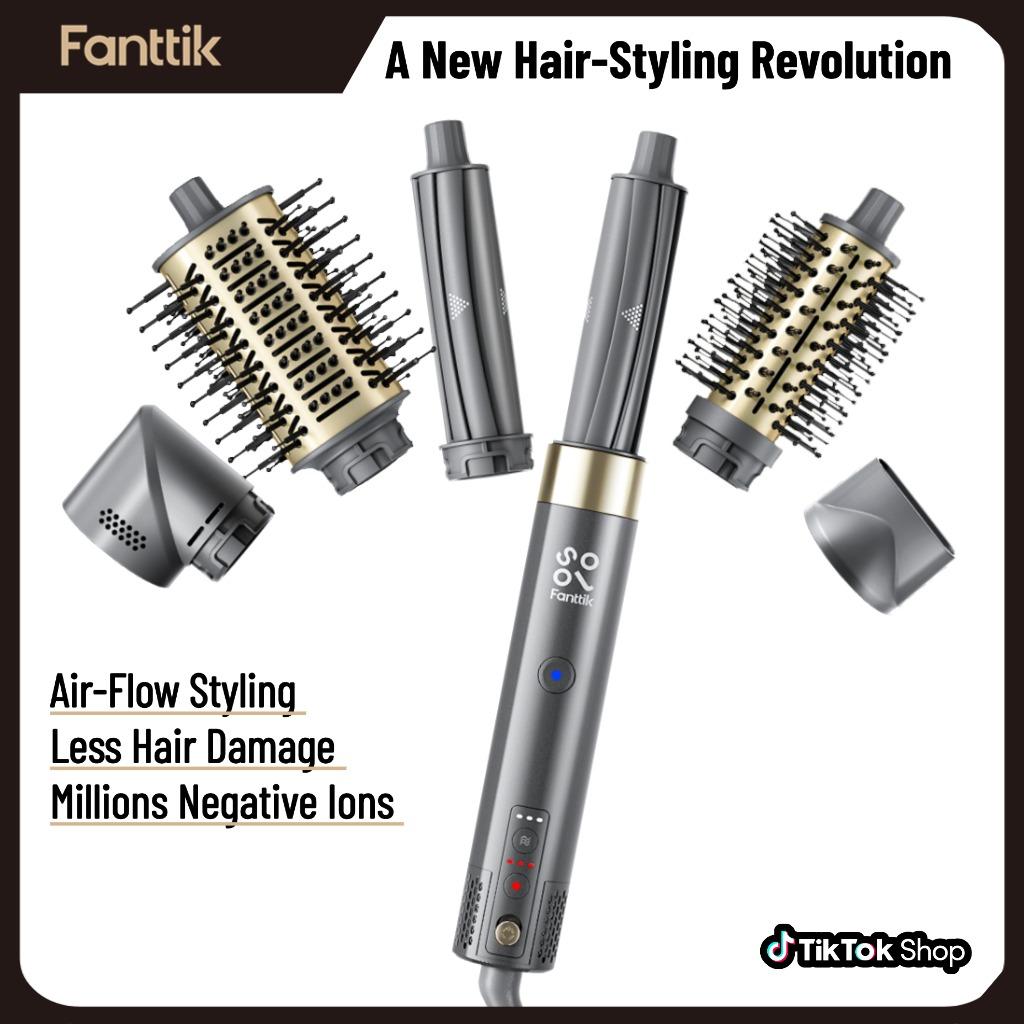 FanttikSolo AirWave, Fanttik 6 in 1 Auto Air Wrap Styler, High Speed Air Curling Iron, Safe Curling, Volumizing and Dryi