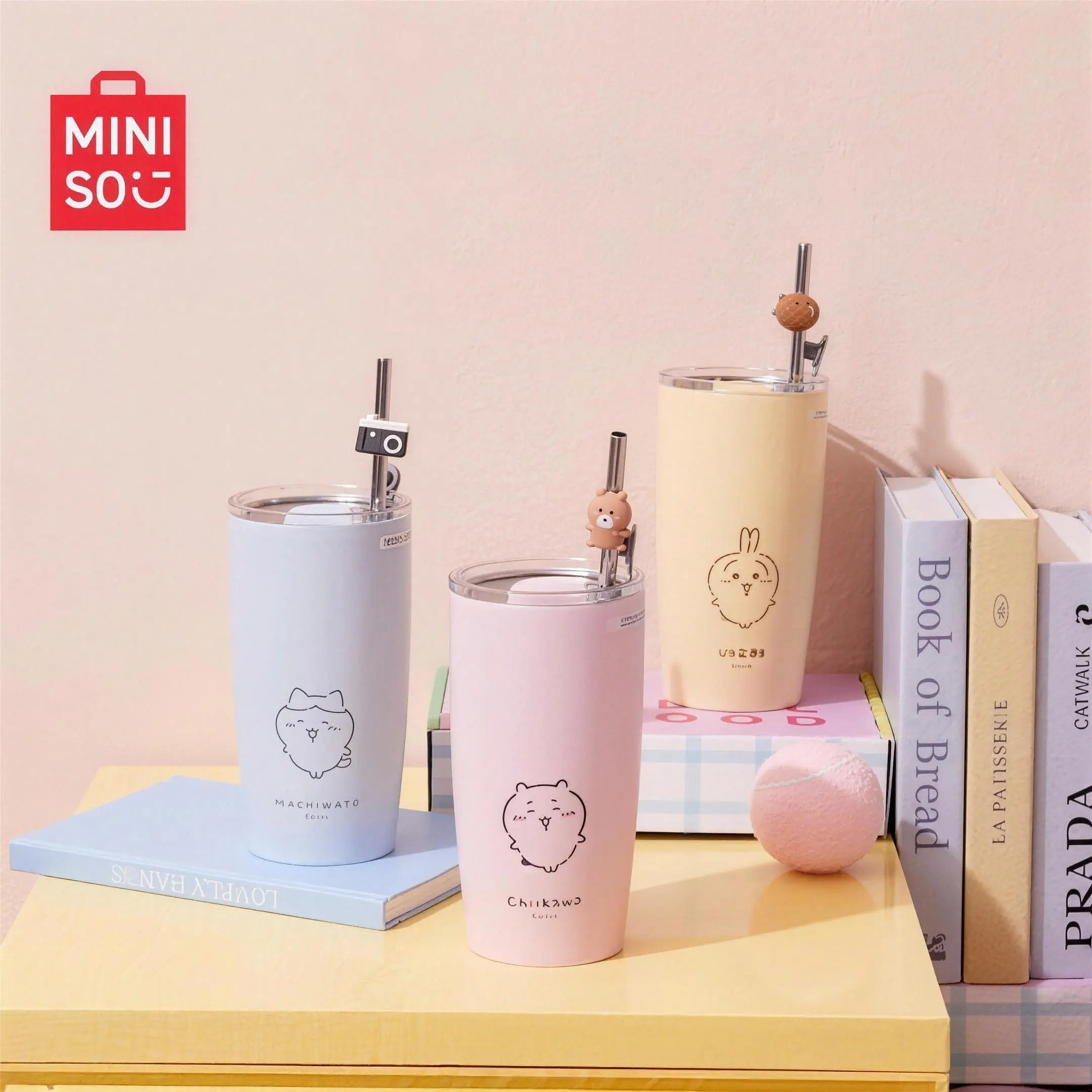 MINISO Chiikawa Portable Insulated Water Bottle - Genuine Stainless Steel Vacuum Flask, 18.6 fl oz, Double-Wall Heat & Cold Retention, Usagi/Hachiware/Chiikawa Designs, Cute Cartoon Tumbler, Ideal for Daily Use, Mom Gift