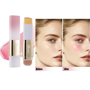 Multi-Functional Blush Stick, 2-in-1 Lip & Cheek Tint, Long Lasting Buildable Cream Blush, Smooth Easy Application Temperature-Adjustable Makeup Stickv