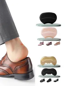 Men's Shoe Heel Pads, 2 Pair Leather Back Cushions, Anti-Slip Sports Shoes Inserts, Comfortable Half Size Adjusters