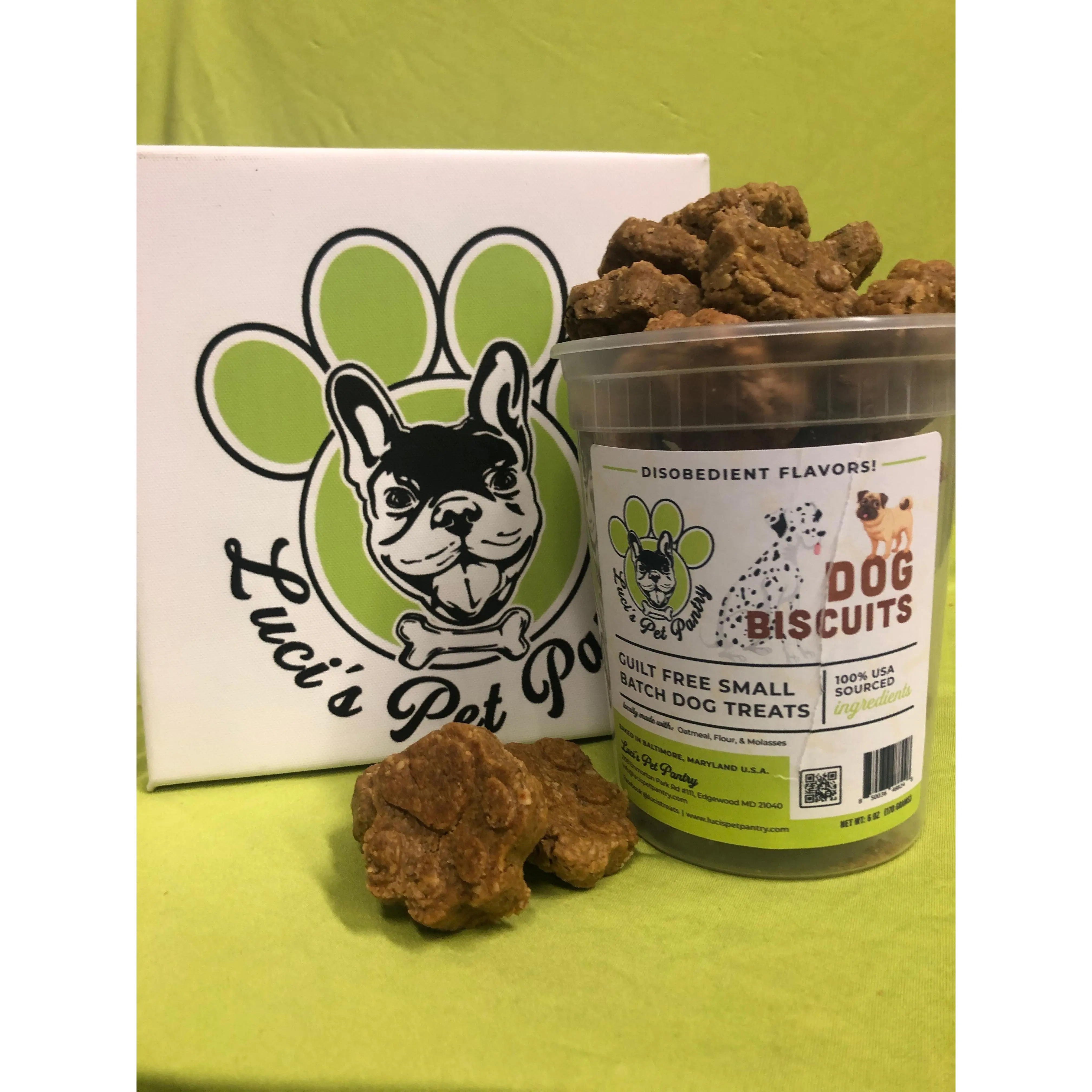 Large Paw Print Biscuits - All Natural "Assorted Flavors" Dog & Puppy Treats - Disobedient Tub of Biscuits