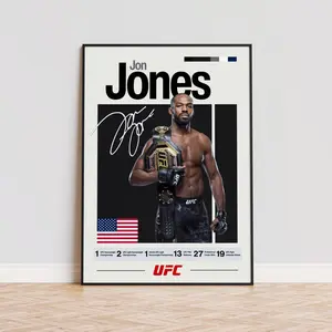 Jon Jones Poster, UFC Poster, MMA Fighter Boxing Combat Sports Poster, Motivational Posters, Sports Bedroom Posters, Wall Art, Gifts for Him