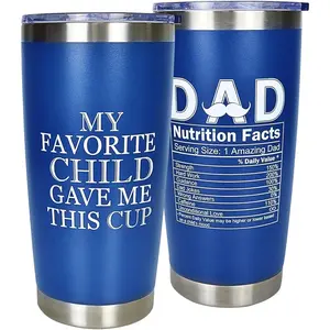 Fathers Day Gift From Daughter, Son, Birthday Gifts for Dad, 20 Oz Tumbler Coffee Travel Cup, Christmas Gifts, Presents Idea for New Dad, Father, Double-Wall Insulated Stainless Steel Tumbler