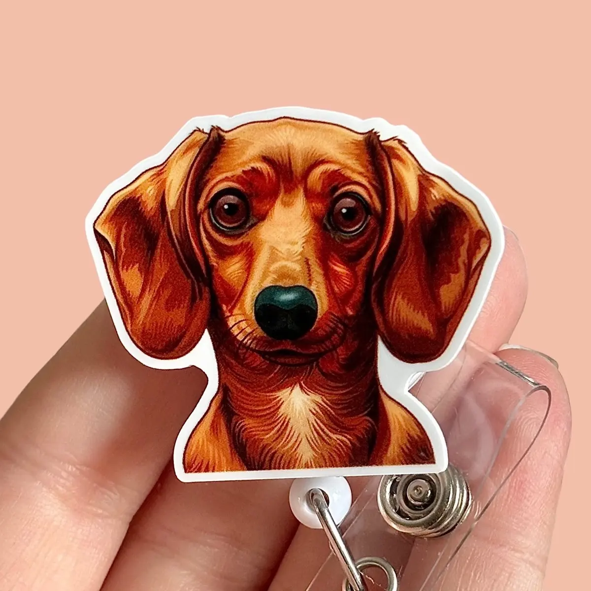 Glitter My Badge Weiner dog badge reel for nurse and hospital workers. Badge clip Badge pull - Retractable swivel clip with a 360 rotation. Great gift for coworker.