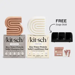 Hair Growth Rice Water Black Self Draining Soap Dish Bundle