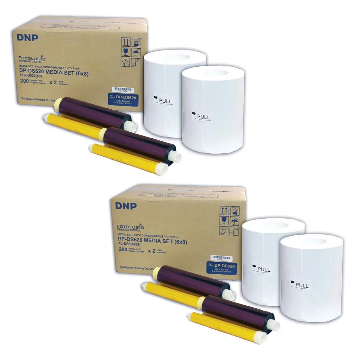 DNP 2x 6x8" Dye Sub Media for DS620A Printer, 400 Prints Per Roll, 2 Piece