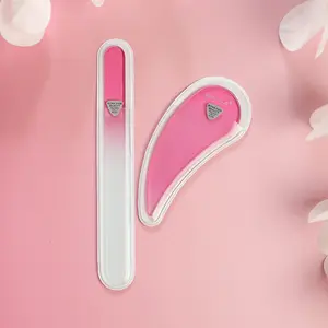 Bona Fide Beauty Drop Ergonomic Czech Glass Nail File Set in Pink - Spring Refresh For Your Nails - Natural Manicure Nail Care - For At Home Nail Enthusiasts - Best For Shaping Round Almond Nails - Ergonomic Grip Seals Keratin Layers Reusable