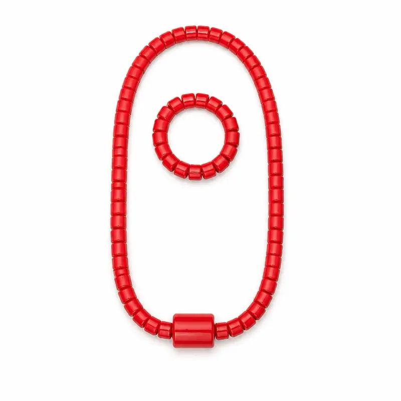 African Red Beads with Bracelet Unisex Igbo Beads Handmade Set