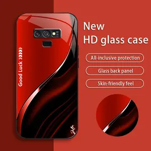 Suitable for [Galaxy Note9] Simple silk gradient glass phone case, affordable, fully shockproof, drop-proof and wear-resistant-888