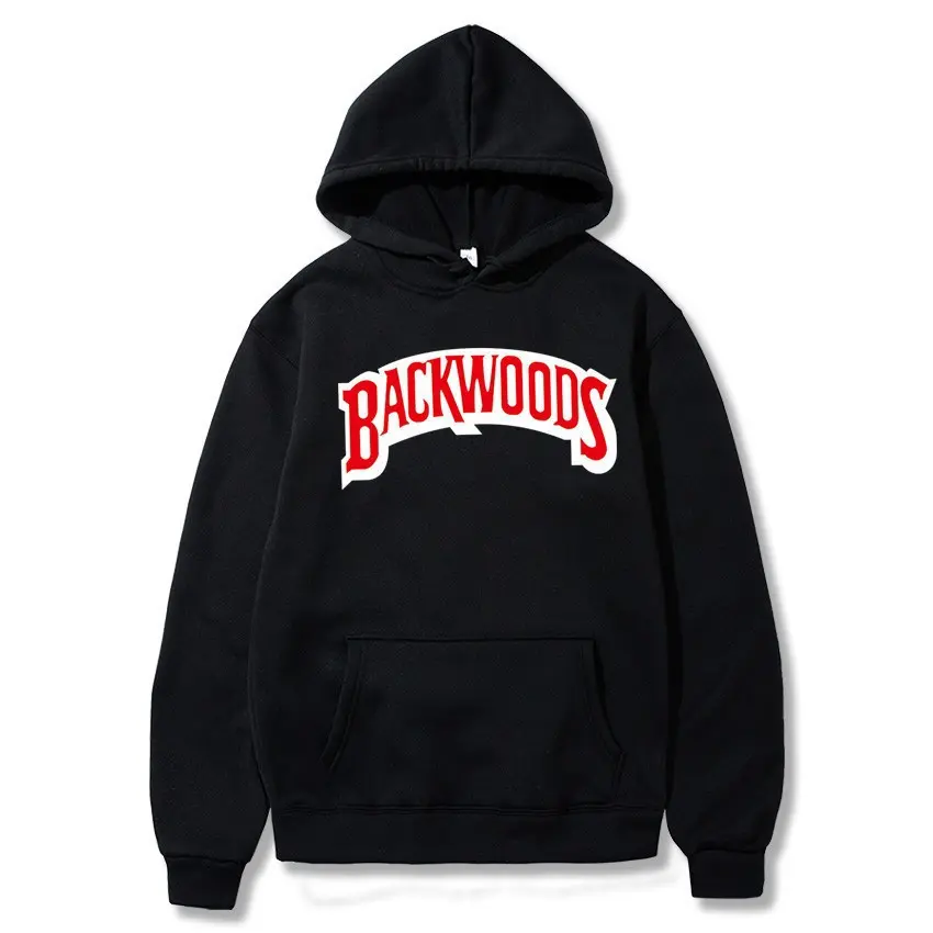 Men's Backwoods Print Hoodie, Loose Fit Long‑Sleeve Pullover Sweatshirt, 100% Polyester Casual Sports Top for Autumn
