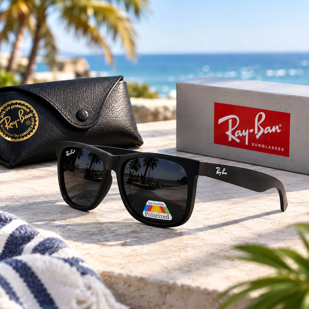 Ray-Ban Classic Polarized Sunglasses – Black Frame for Driving & Travel