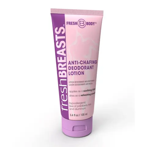 Fresh Breasts Cream-to-Powder Anti-Chafing Lotion for Under-Breast Area, Inner Thighs & Bra Lines - 3.4 fl oz - Made Without Talc, Aluminum, Parabens or Added Fragrance