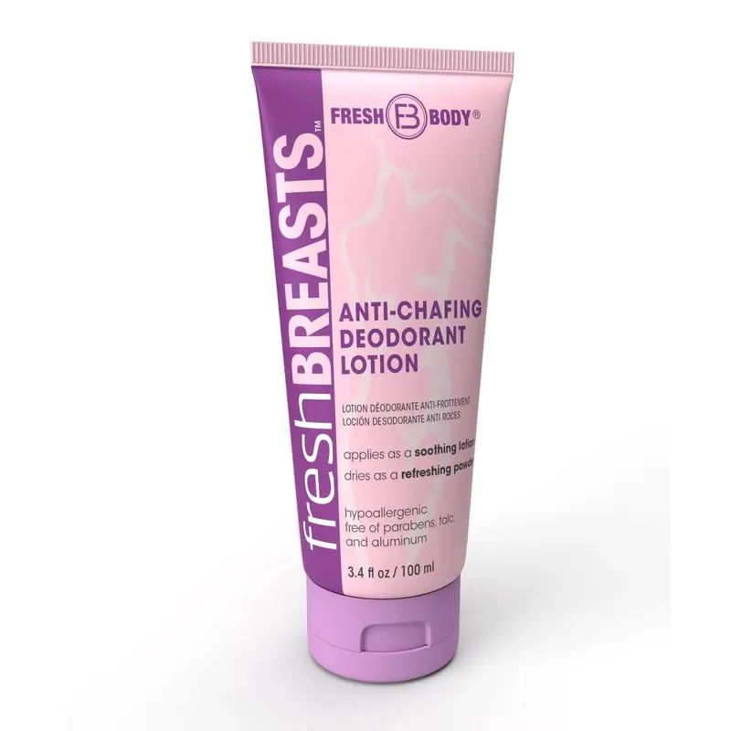 Fresh Breasts Cream-to-Powder Anti-Chafing Lotion for Under-Breast Area, Inner Thighs & Bra Lines - 3.4 fl oz - Made Without Talc, Aluminum, Parabens or Added Fragrance