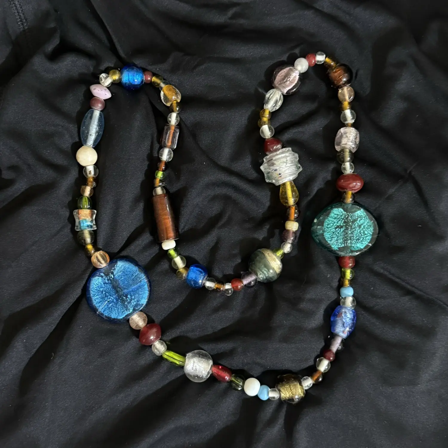 Long Lamp Work Glass~Handmade~Beaded Ethnic Jewelry Necklace