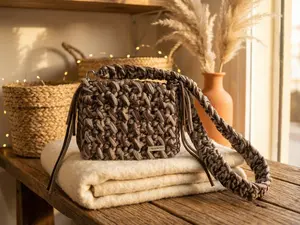 Crochet Bag Gray and Brown