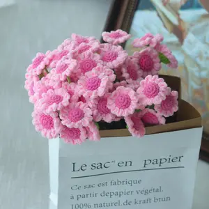 Crochet Daisy Flower, 1/3/6/10pcs Handmade Knitting Flower, Artificial Flower for Wedding Bridal Bouquet, Home Decor Supplies, Fruit