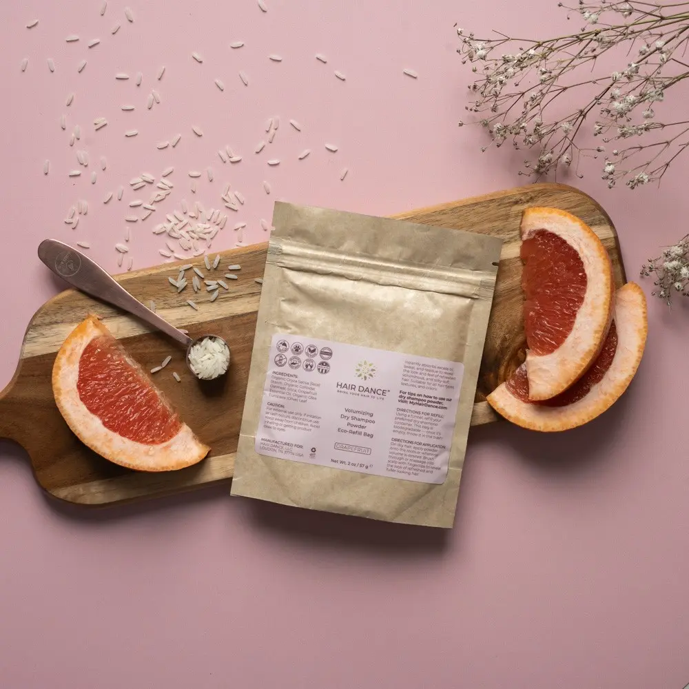 Dry Shampoo Powder Eco-Refill Bag in Grapefruit - Organic Ingredients - Volumizing & Lightweight (2 oz) | Made in USA | Haircare