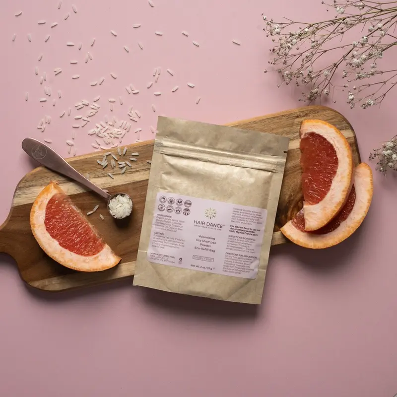 Dry Shampoo Powder Eco-Refill Bag in Grapefruit - Organic Ingredients - Volumizing & Lightweight (2 oz) | Made in USA | Haircare
