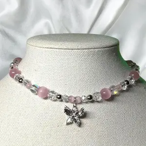 Butterfly Kissed Beaded Choker 14.5-17.5" Stainless Steel Tarnish Resistant Necklace for Women Fever Dreamz