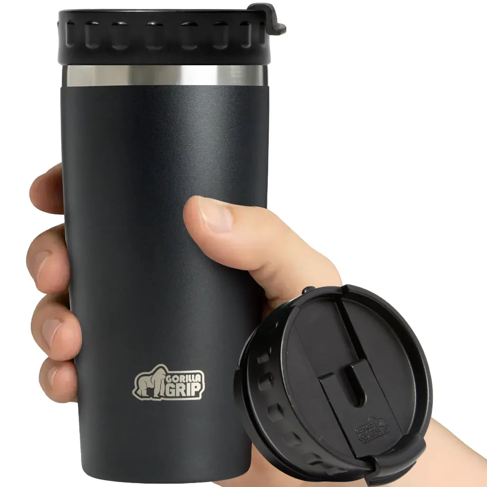 GORILLA GRIP 304 Stainless Steel Double Insulated Travel Coffee Mug, Leakproof Lid with Smooth Sip Top, Prevent Spills, Dent & Rust Resistant Reusable Tumbler Cup, Thermal Mugs for Drinks, 20oz