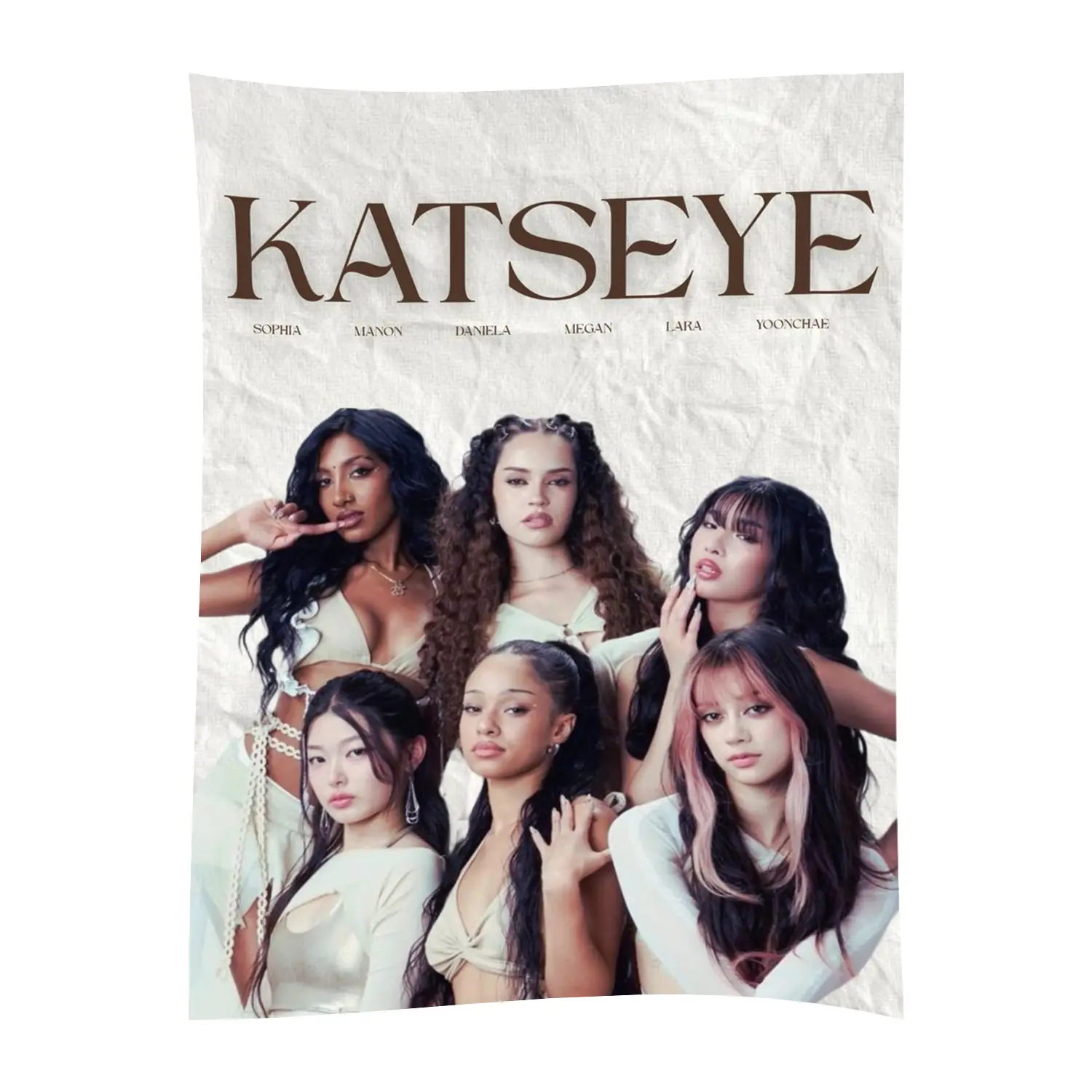 KATSEYE Global Girl Group Magazine Poster Fleece Throw Blanket, Sophia Manon Daniela Megan Lara Yoonchae Group Photo Print, Soft Lightweight Flannel Blanket, Perfect Gift for KATSEYE Fans