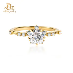 Delzzad 1ct The Eternal Verse Ring Cosmic Halo Band Ring Round Cluster Engagement Ring VVS Synthetic Moissanite Ring Jewelry S925 Band Perfect Birthday Engagement Wedding Anniversary Christmas Valentine's Day Mother's Day Gift