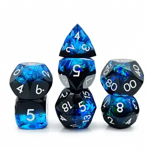 Unisex Numbered 2-Tone Multi-Faceted Gemstone Resin Dice Set - for Adults' COC Role-Playing Games, RPG Epoxy Dice