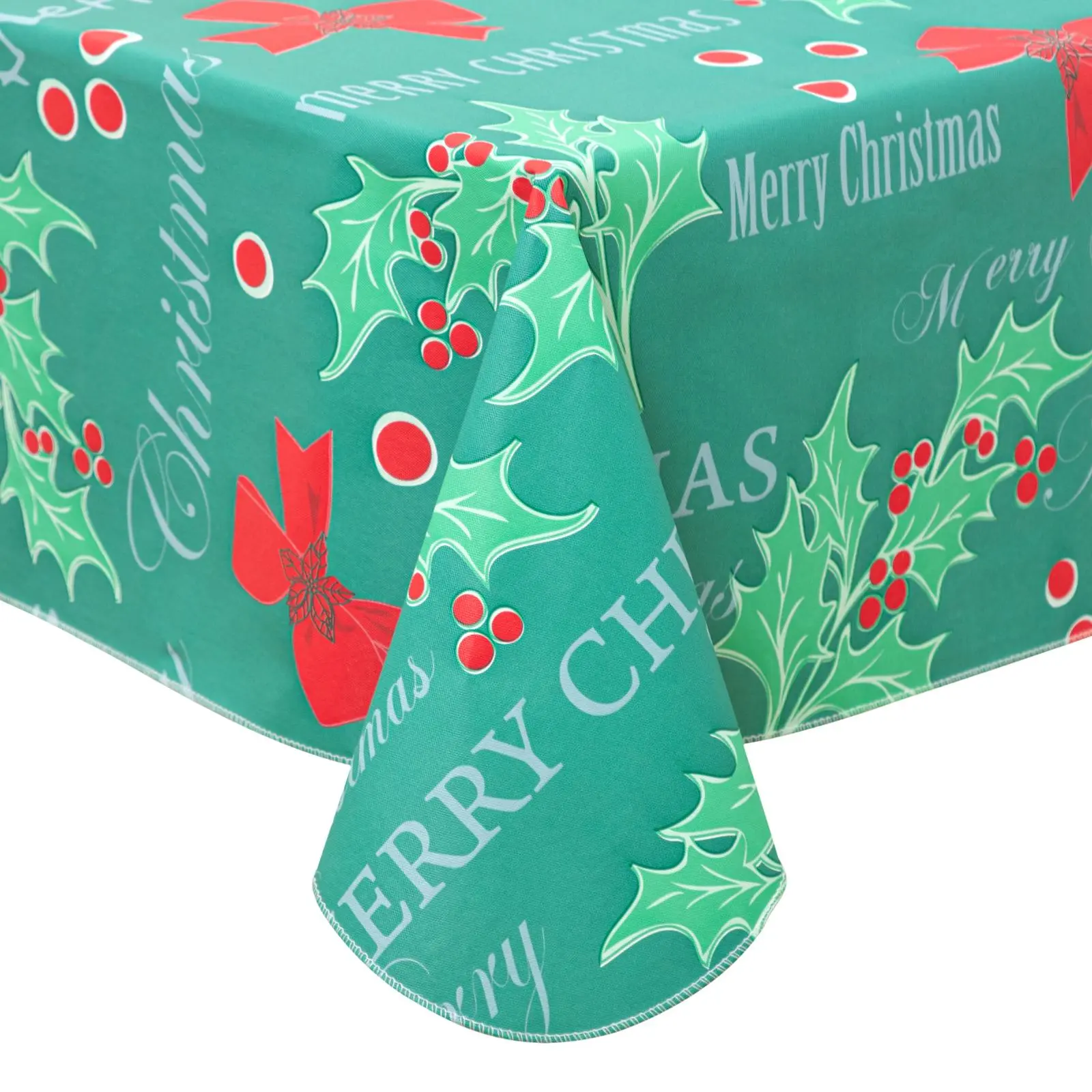 Disposable Vinyl Tablecloth Green Christmas Tablecloth 52x70 Inch, Flannel-Backed with Snowflake & Reindeer Patterns for Holiday Feasts, Stain-Resistant Xmas Table Cover Christmas 100% Waterproof Table Cloth