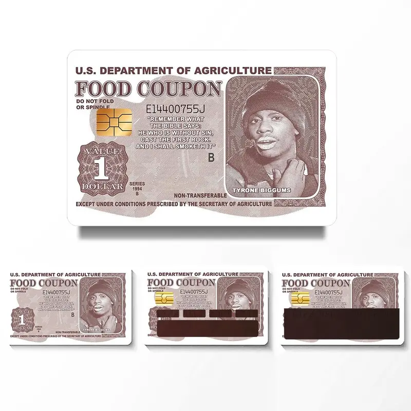 Food Coupon Card Pattern Credit Card Sticker, 4 Counts Ultra-thin Waterproof Scratch Resistant Sticker, Personalized Bank Card Skin Protector, Funny Gift, Sticker Cards, Waterproof Stickers