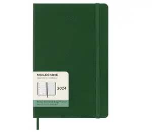 Classic 12 Month 2024 Weekly Planner, Hard Cover, Large (5" x 8.25"), Myrtle Green